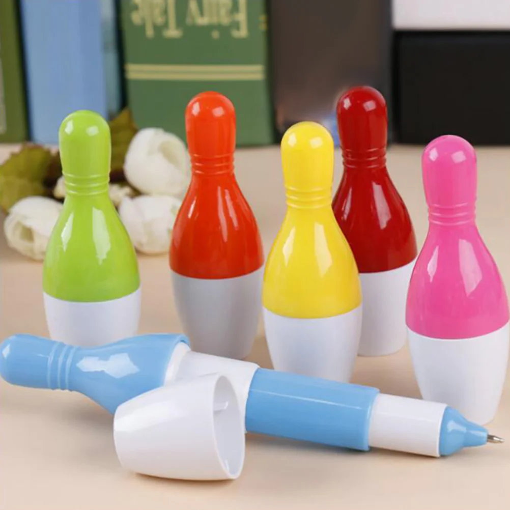 

20pcs Retractable Ballpoint Pens Cute Bowling Pins Mini Office Supplies Student Accessories Smooth Writing