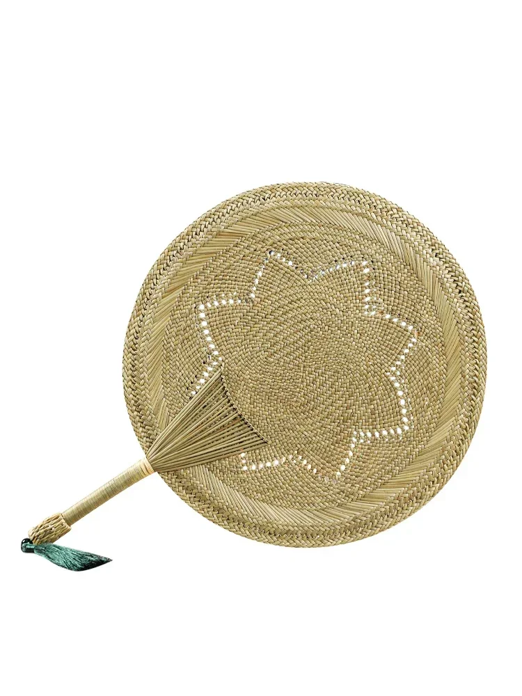 Handmade Woven Papyrus Fan Summer Cool Mosquito Repellent Old-Fashioned Fan Natural Straw Woven Chinese Style