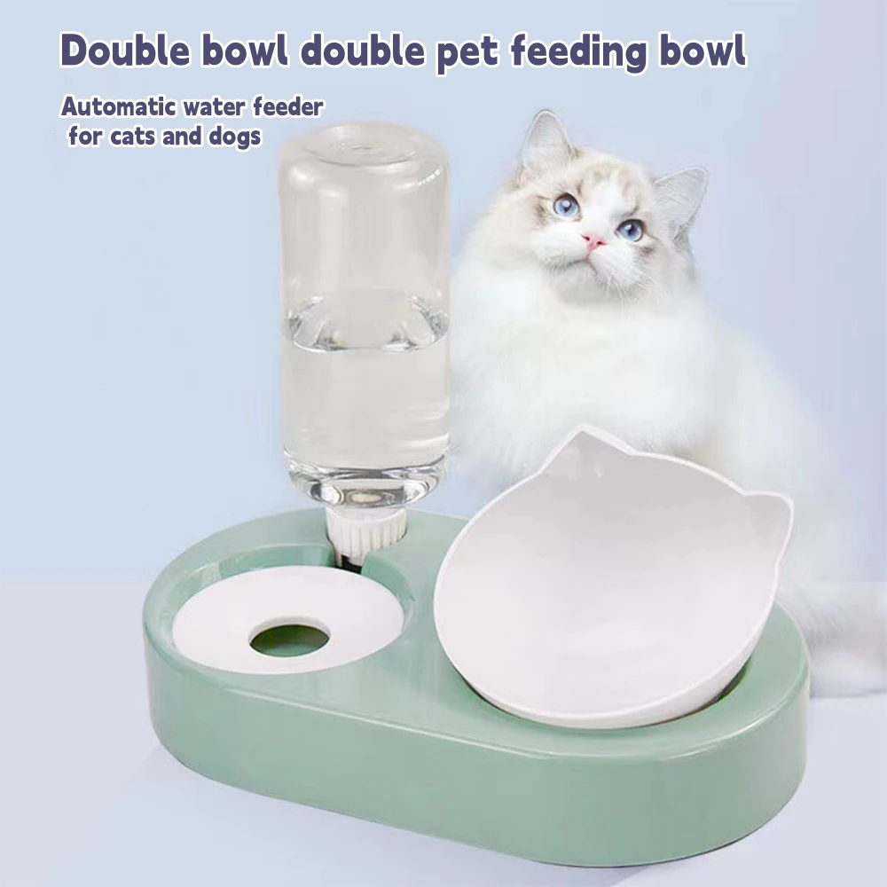 

Cat bowl Dual-use pet bowl cat automatic water feeder pet double bowl automatic cat bowl