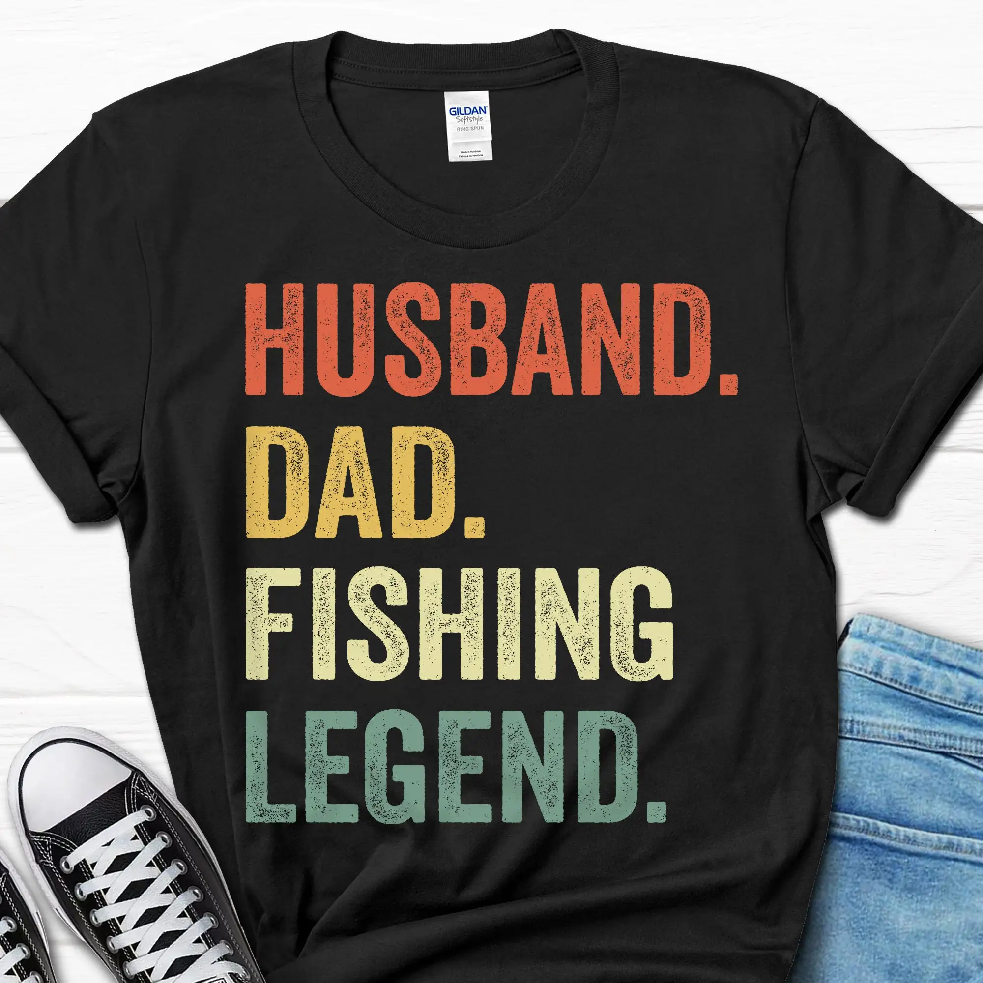 Husband Dad Fishing Legend T Shirt Funny for Fishermen Father's Day Him