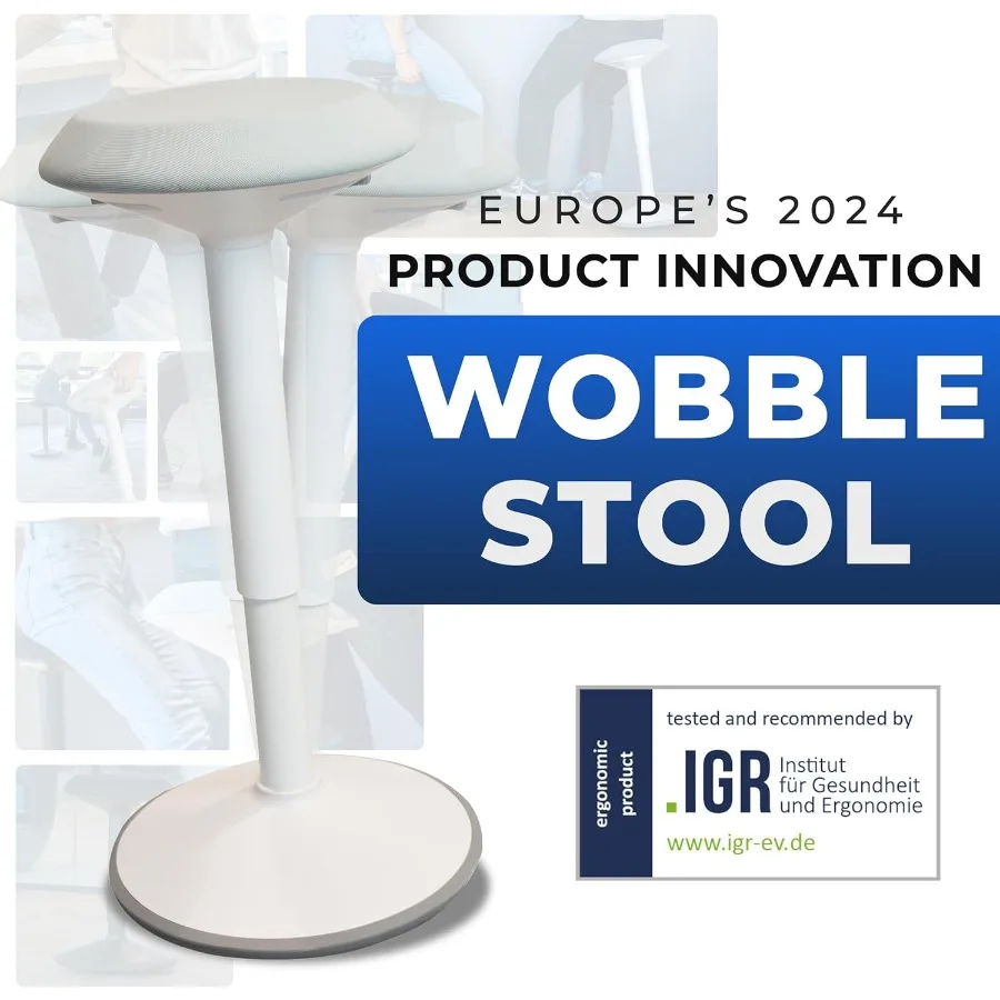 Height Adjustable Standing Desk Stool for Office and Classroom Use 1624 Inch Adjustable Range Swivel Ergonomic Wobble Stool wit