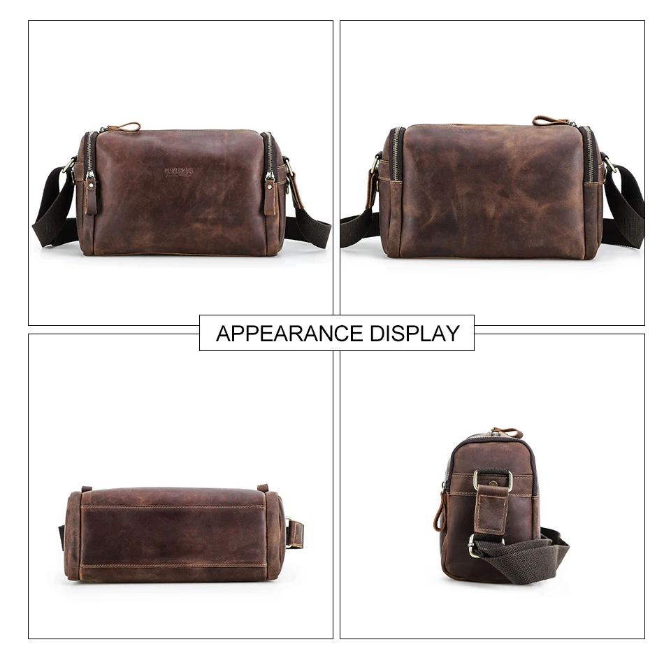 Crazy Horse Leder Männer Handtasche Designer Vintage Crossbody-tasche Kleine Strap Sling Schulter Tasche Luxus Marke Messenger Taschen Neue – Detail 12
