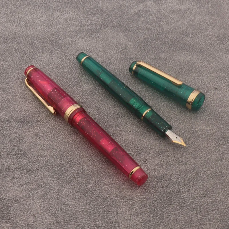 Imagem -02 - Jinhao-caneta Tinteiro com Tinta Fluorescente Caneta Escrita Nib ef f m Dourado Material Escolar Business Office Caneta Girada 82 1pc