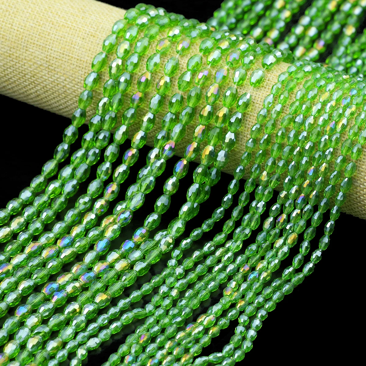 6mm/8mm 50-100pcs Rice Grains Green Austrian Crystal Oval Faceted Glass Spacer Beads For Jewelry Making DIY Bracelets Necklaces