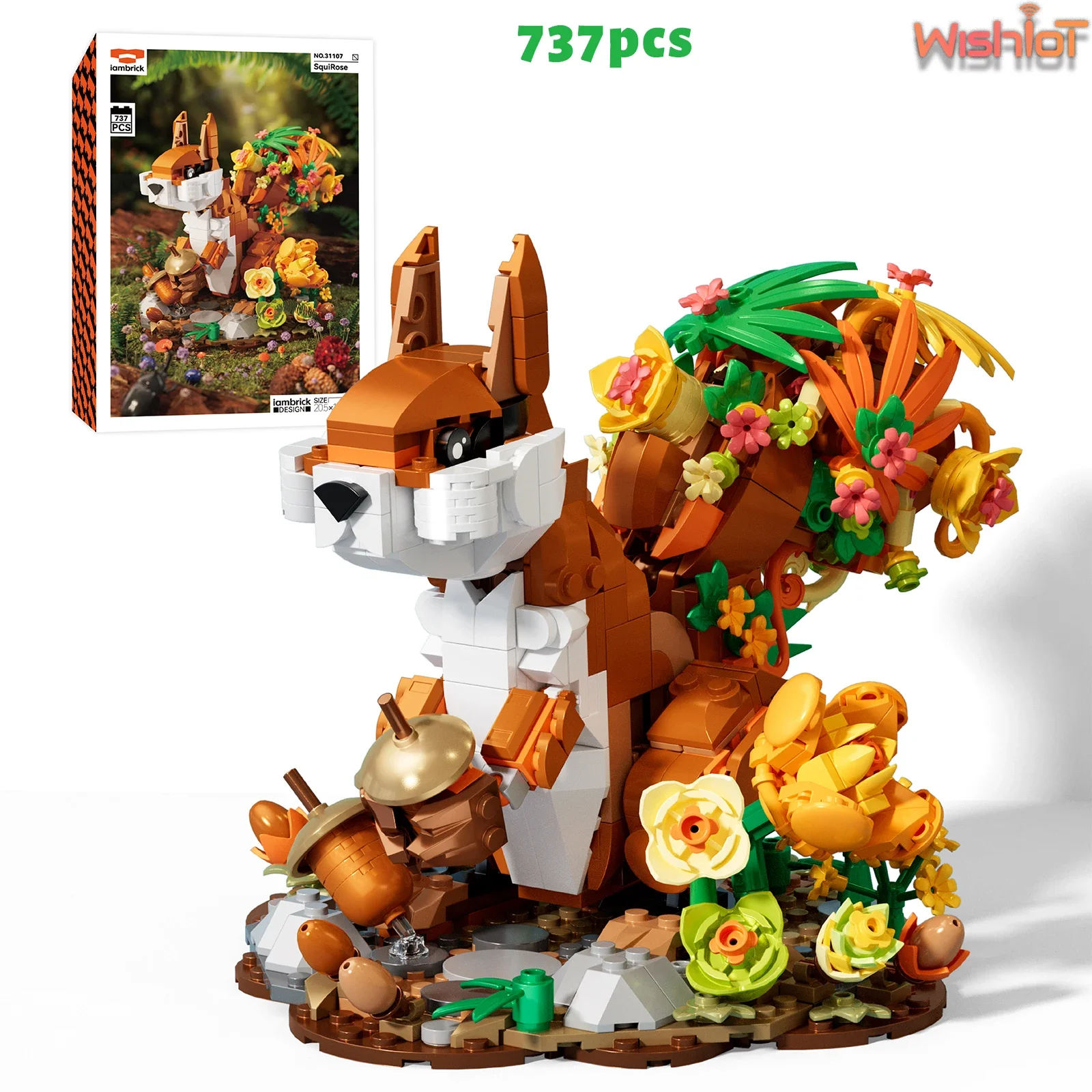 Ice Flower Penguin Building Blocks Flamingo Bricks Flower-tailed Squirrel Model Home Decor Assembly Toys Cute Girls Gifts