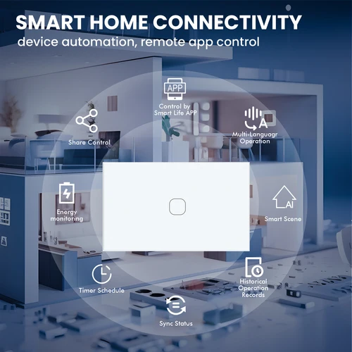 Imagen 2 del producto LOUYSGEN WiFi interruptor inteligente interruptor de pared US 220V temporizador calendario con cable de vidrio neutro aplicación Tuya Smart Life Alexa