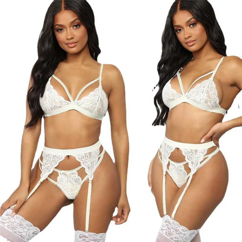 New Hot Selling Sexy Lingerie Sexy Women's Lace Three-Piece Lingerie Sexy Set