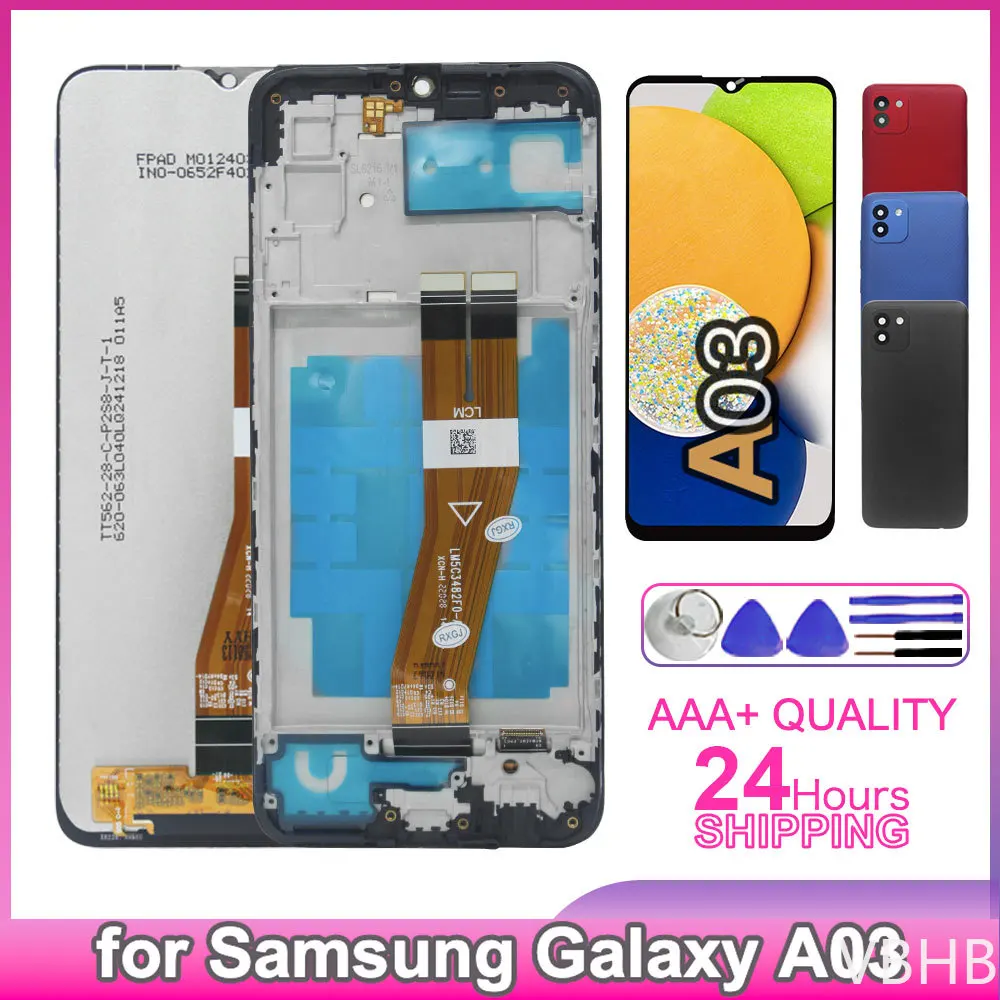 LCD for Samsung Galaxy A03s Display Touch Screen Phone Repair Digitizer Assembly with Frame for A037F A037M A037G A037W
