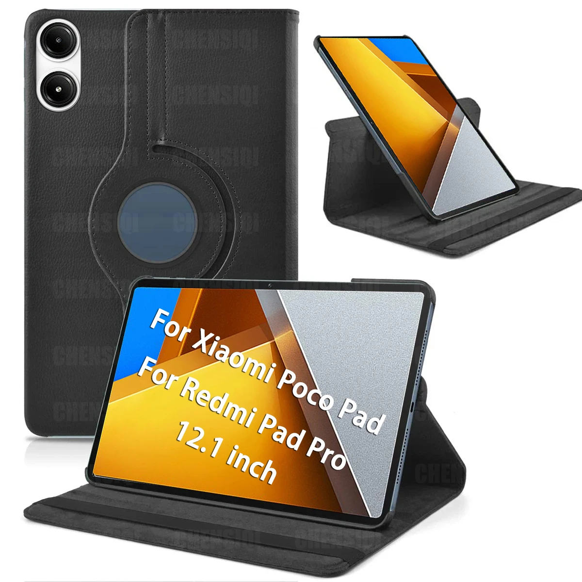 เคสสำหรับ Xiaomi poco Pad 12.1 "2024หนัง PU ฟังก์ชั่นปลุก360หมุนได้ป้องกันสำหรับ redmi Pad Pro