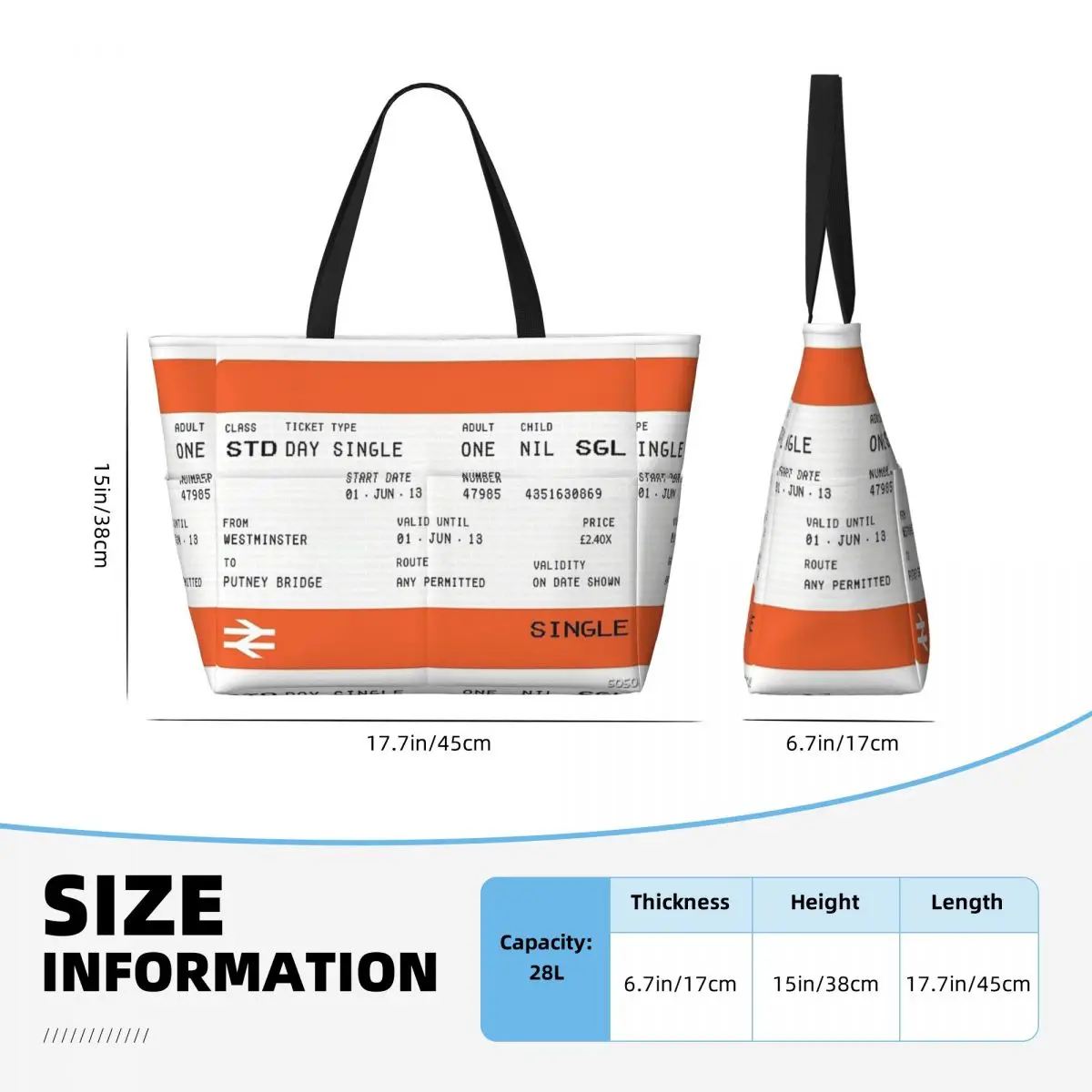 Пляжная дорожная сумка London Rail билетов, праздничная Повседневная Сумка-тоут через плечо для взрослых с узором в разных стилях