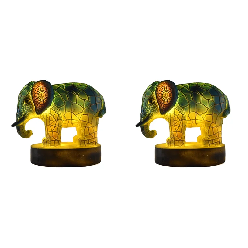 

FAST-2X Настольная лампа с изображением животных, окрашенная смолой, лампа в виде слона, настольный ночник, настольный ночник, 3D витражный ночник с животными, лампа