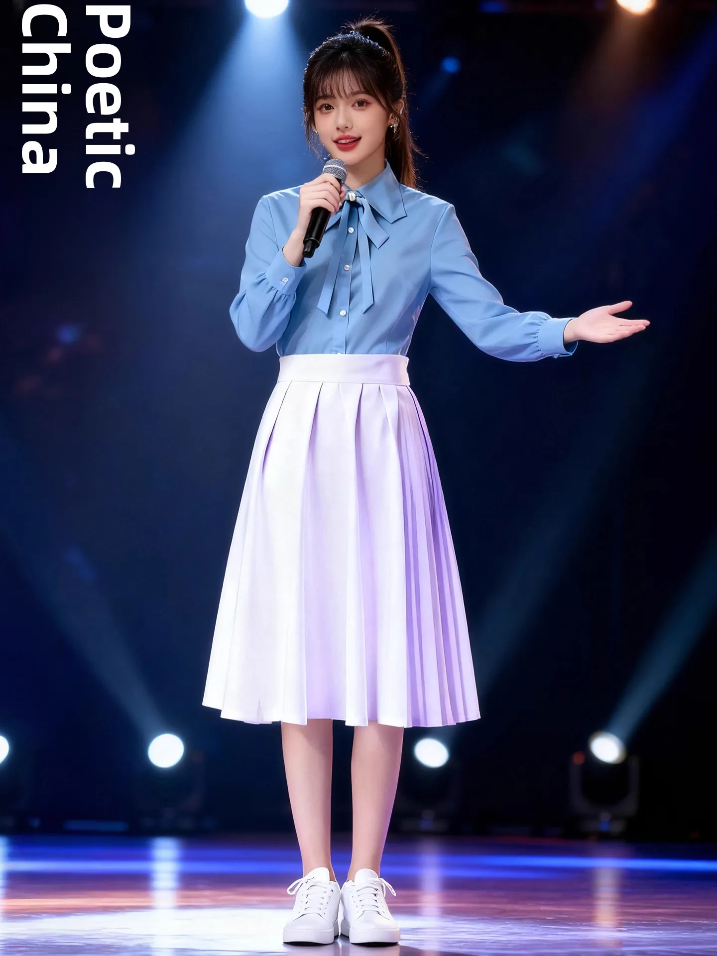 

Student Chorus Recitation Performance Costume Adult Blue Speech Host Cetition Suit Nationatic Red Song Outfit Stage Wear