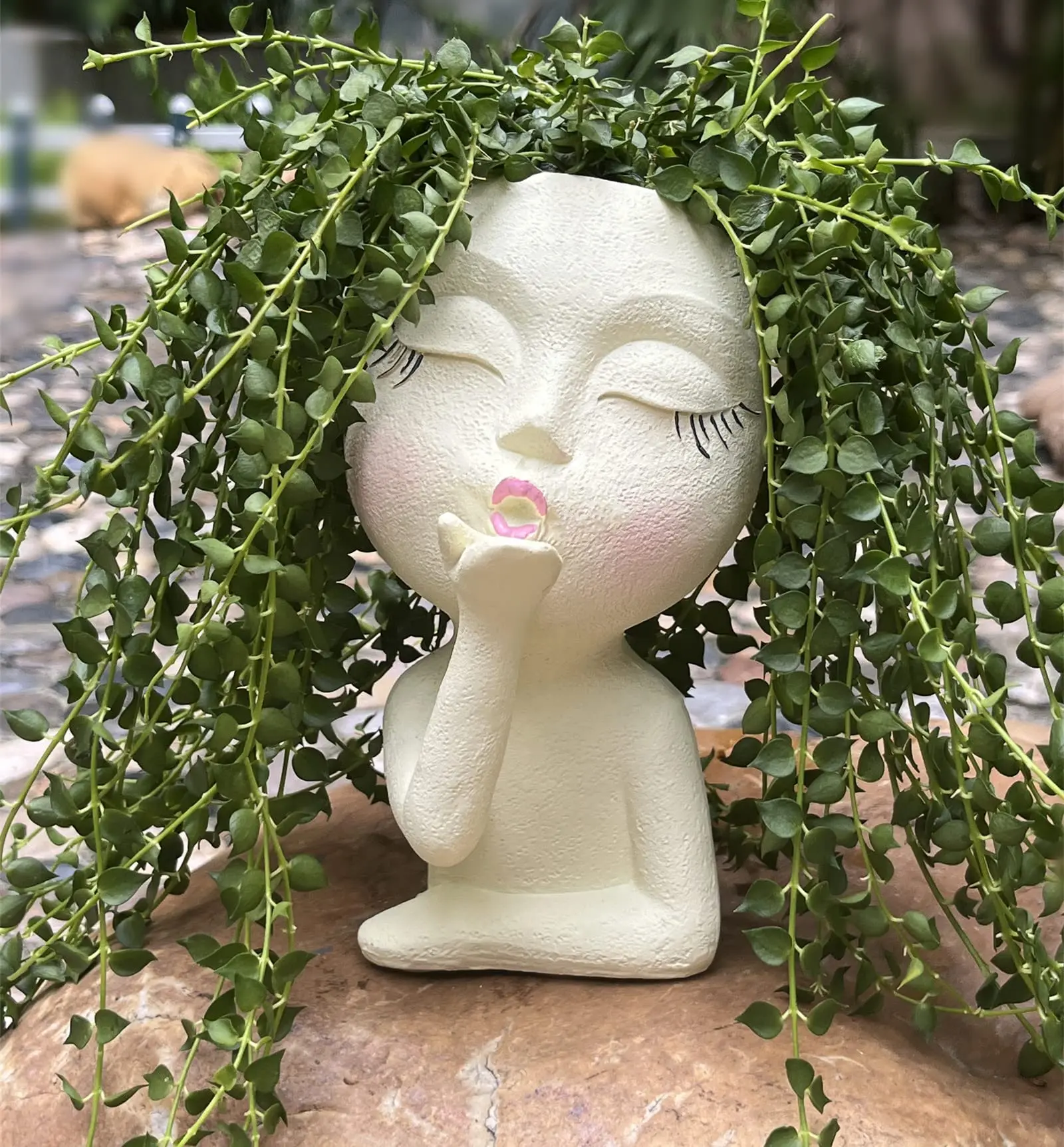 Girls Face Head Flower Planter Succulent Plant Flower Container Pot Flowerpot Home Decor Tabletop Ornament Garden Decoration