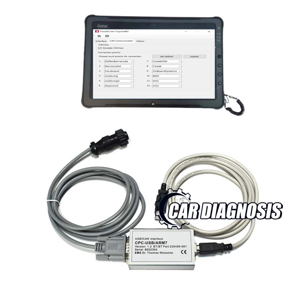 F110 TABLET +TruckCom Toyota BT For Toyota BT EMS CAN suite Service Communication Interface ARM7 forklift truck diagnostic tool