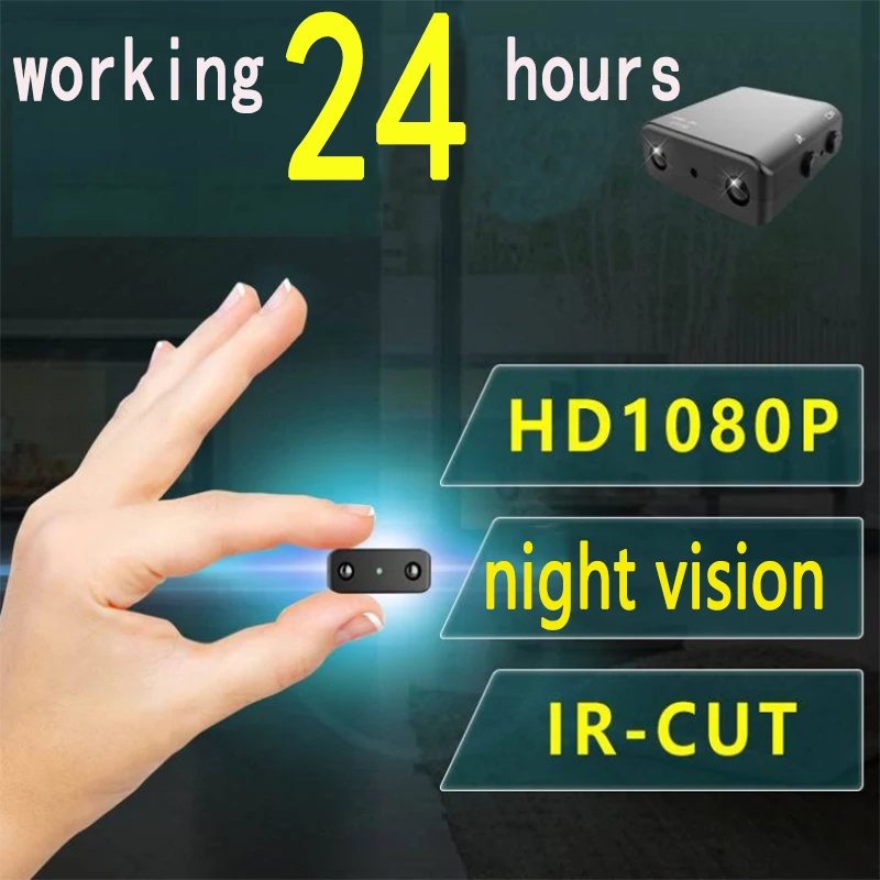 Minicámara Full HD con visión nocturna infrarroja, videocámara pequeña de 1080P, detección de movimiento, IR-CUT DV, compatible con tarjeta TF oculta