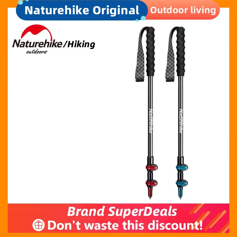 Naturehike Carbon Fiber Outer Lock Three-section Trekking Poles Hiking Climbing Portable Outdoor Climbing Canes Walking Sticks