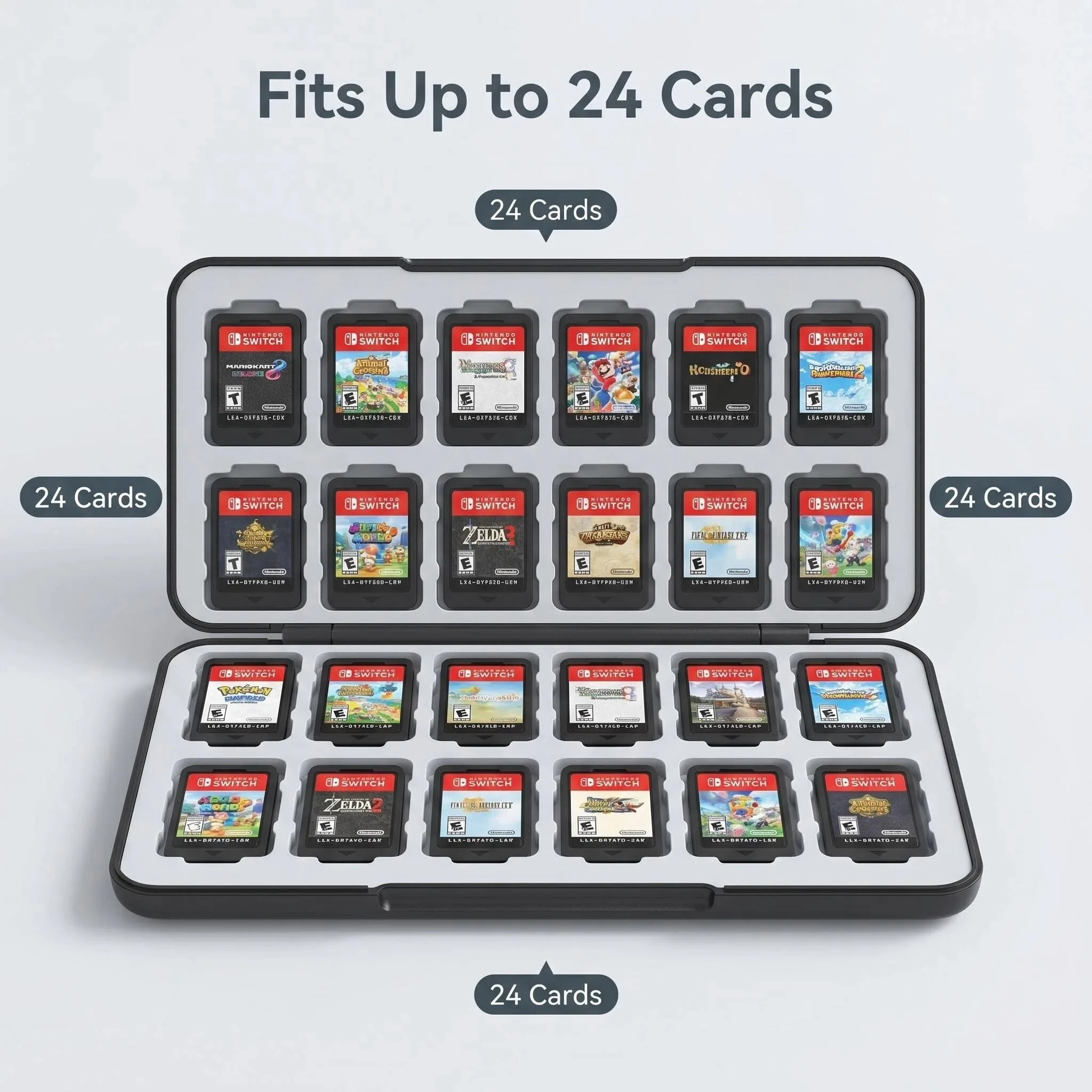 Game Card Storage Case for Switch/Switch 2, Holds Up to 24 Game Cartridges, Compact & Portable