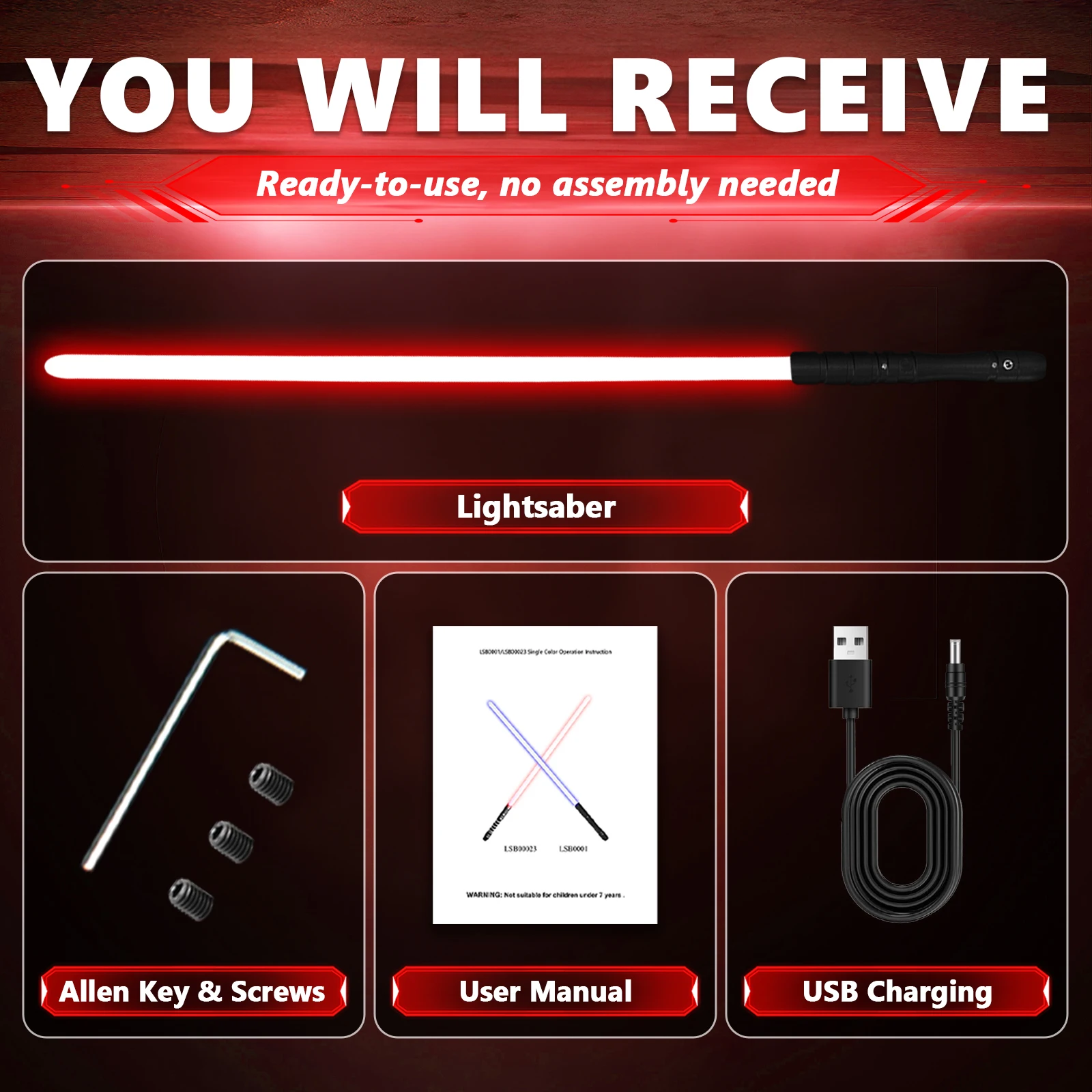 Jedi Sith LED Light Saber, Force FX Heavy Dueling, Rechargeable Lightsaber, Loud Sound High Light with FOC, Metal Hilt