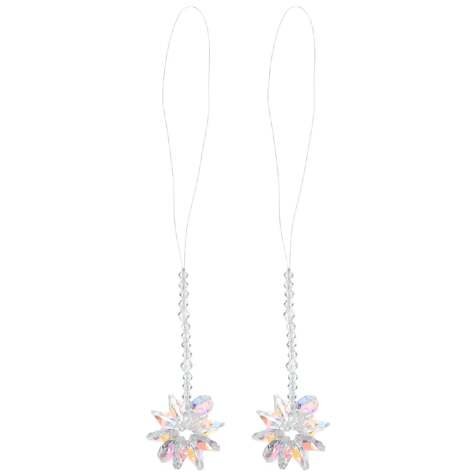 2Pcs Crystal Sun Catcher for Windows Flower Design Hanging Prism Ornament Brightens Room with Colorful Light Rainbow Effect