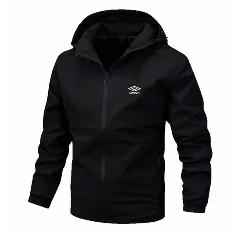 

Men's Spring Autumn monochrome zippered sports windproof umbro jacket, casual high-quality straight hood, men's clothing hooded