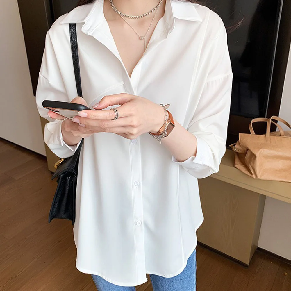 Frühling Sommer Hemd Frauen Casual Wear Minority Design XL Grau Chiffon Hemd Casual Kleid Hemd Pflegeleicht Hemd