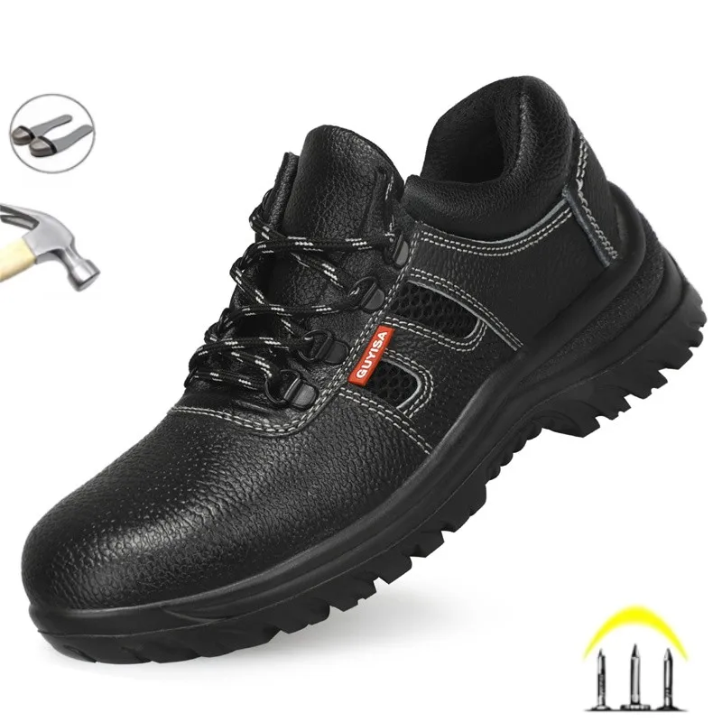 

Labor Shoes Man' s Four Season Shoes Solid Soles Anti-Smashing Puncture-Proof Cow Leather Wear-Resistant Durable Safety Shoes