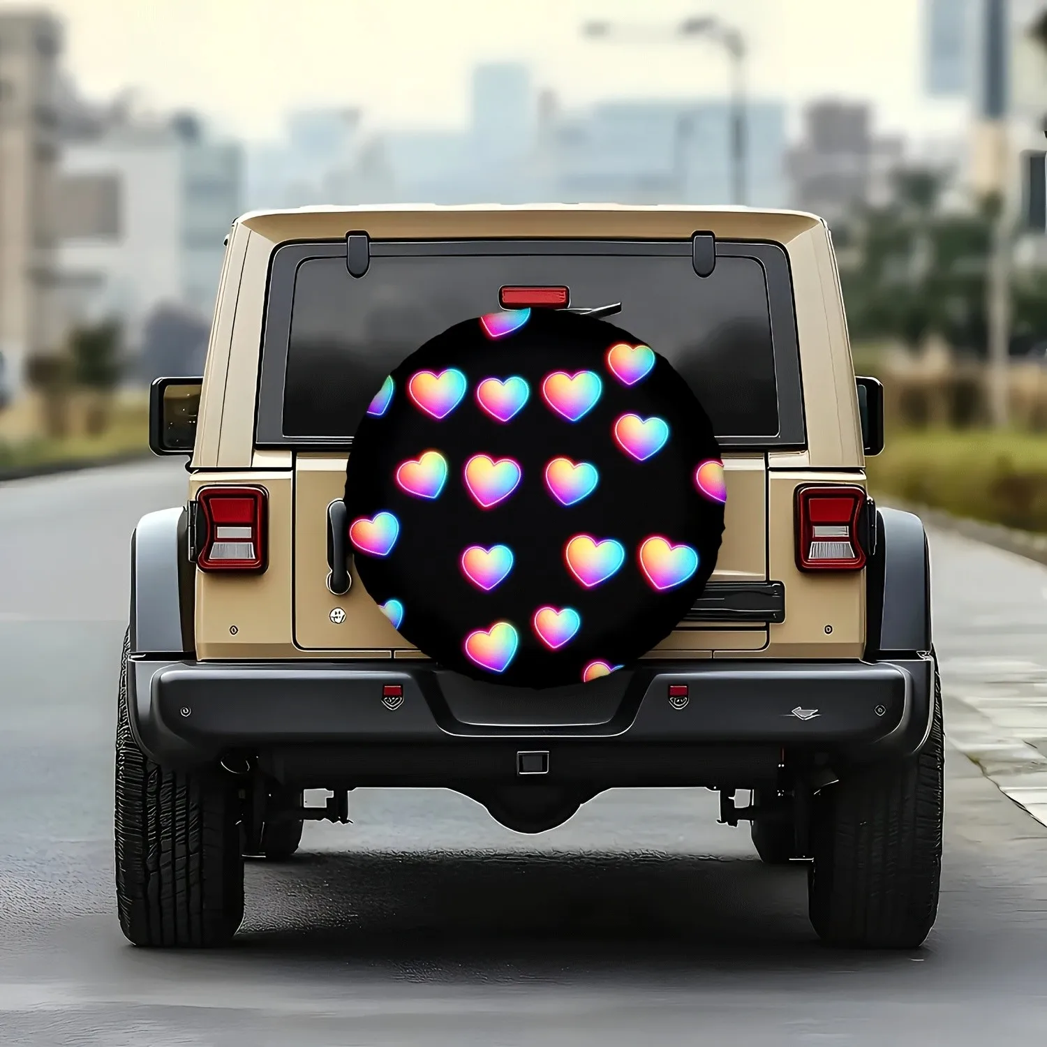 

Neon Heart Tire Cover Waterproof Spare Wheel Protector for SUV Truck Elastic Fit