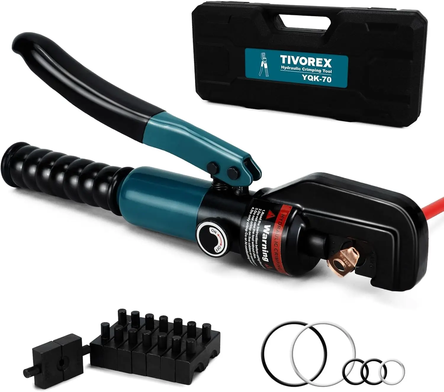 Hydraulisches Crimpwerkzeug-Set, 10 Tonnen für Kabel- und Batterieanschlüsse, Terminal-Crimper mit 9 Pressformen und 1/8-Zoll-Drahtseil-Crimper