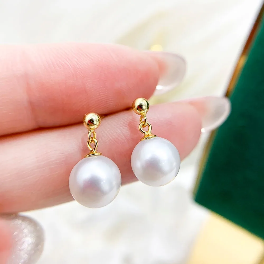 

DIY Pearl Accessories S925 Sterling Silver Earrings Empty Gold Silver Earrings Fit 7-11mm Oval E024