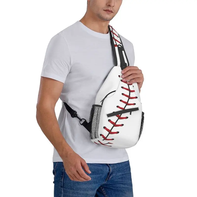 Softball Baseball Lace Sling Chest Bag for Men, btInitiated Crossbody Backpack, Travel, Hiking Daypack