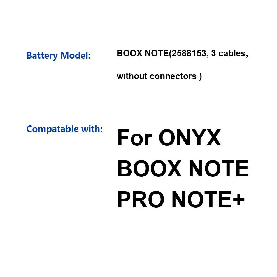 For Onyx Note Pro NOTE+ 2588153 , 3 Cables , Without Connectors E - Book Reader Battery High Performance