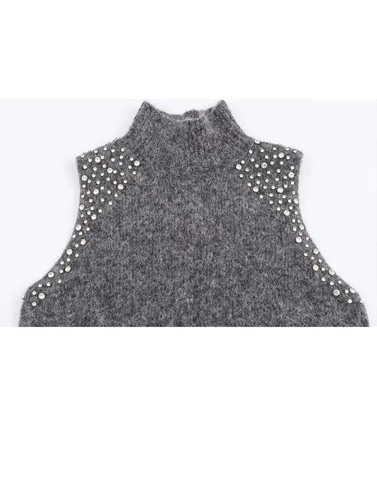 HH New Woman's Fashion sweater Sleeveless Lapel Vertical Stripes Tie Shirt Female Slim Fit Loose Leisure Tops