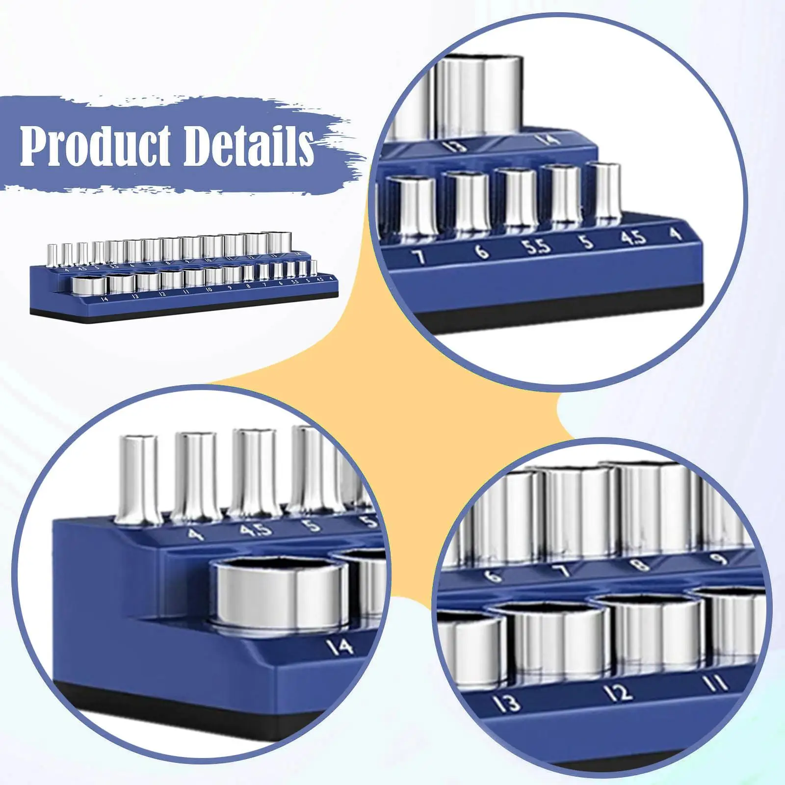Magnetic Socket Organizer 1/4 Utility Easy to Use Practical Professional Portable Accessories Socket Holder for Tool Drawer