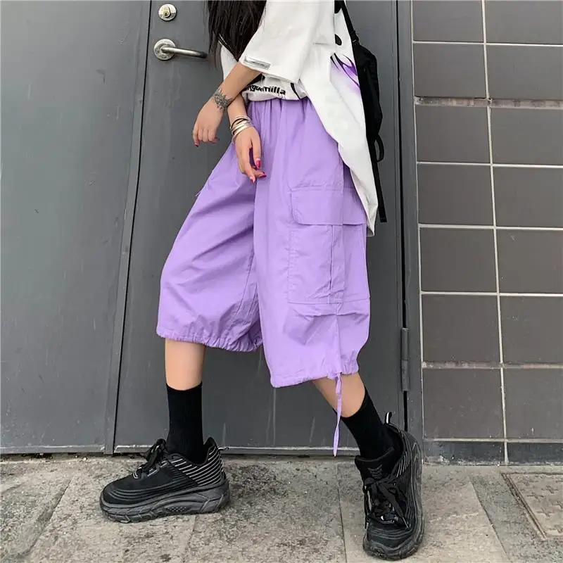 Casual Loose Workwear Shorts Summer New High Waist Straight Wide Leg Pants Fashion Simplicity Women Clothing