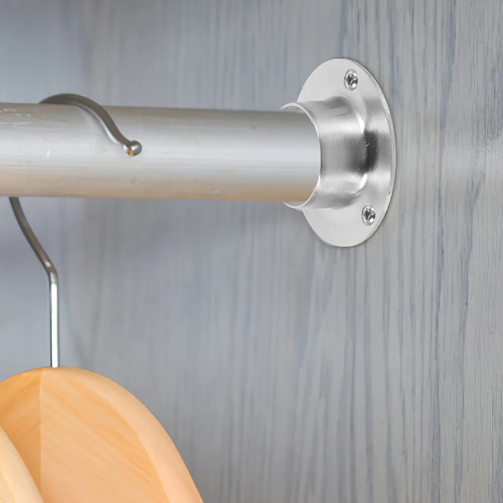 

6Pcs Stainless Steel Closet Rod Flange Base High Foot Mount Heavy Duty Support for Wardrobe Hanging Rods Pipe Holder Brackets