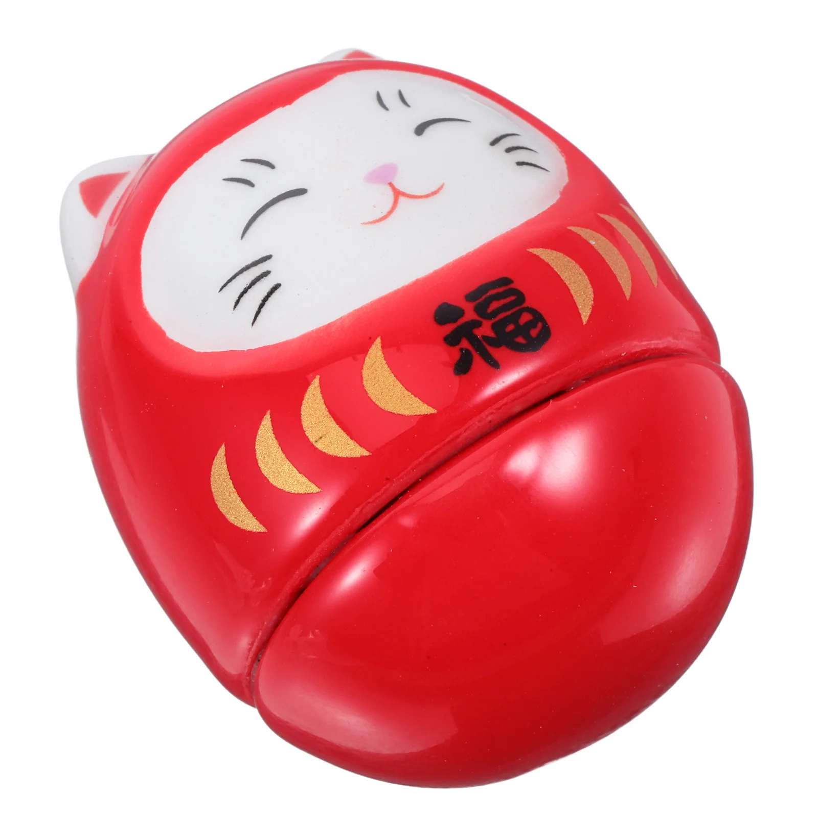 

Japanese Style Ceramic Fortune Cat Tumbler Stable Desktop Decor Creative Lucky Cat Ornament Compact Size Lucky Figure