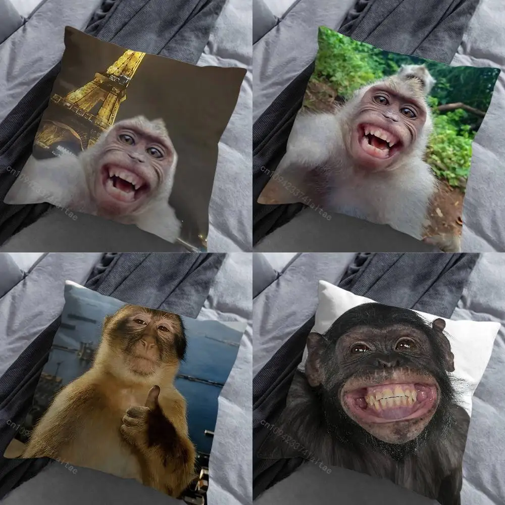 

Funny Monkey Emoticons Pillow Case For 30x30cm,45x45cm,55x55cm, For Home Bedroom Decoration And Protector