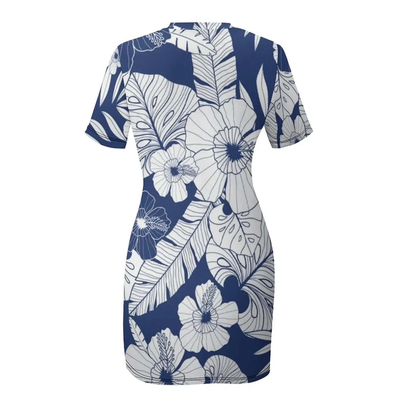 Leaves and hibiscus flowers Short-Sleeved Dress ceremony dresses Women's clothing prom dress 2025 Dress