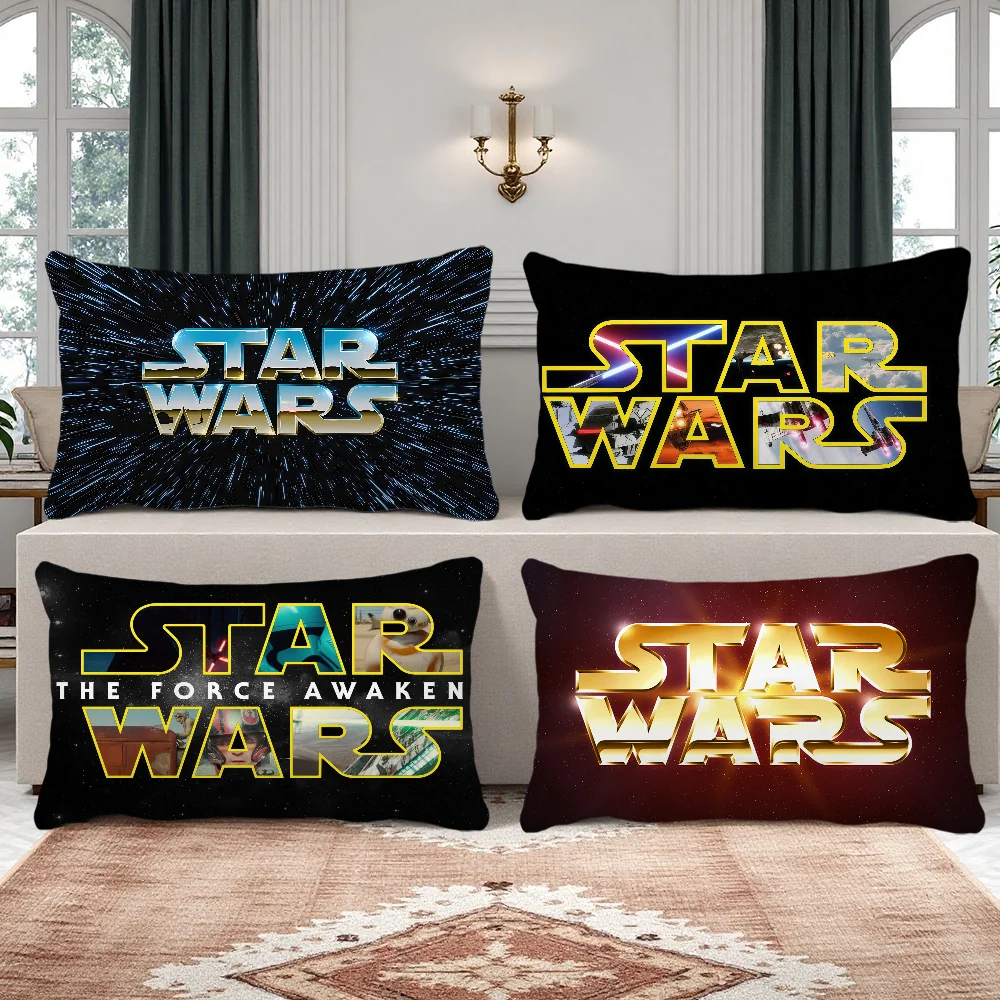 S-Star Movie Wars Logo-Kissenbezug, rechteckiger Kissenbezug, bedruckt, für Nachttisch, Sofa, Zimmer, Heimdekoration, Kissenbezug