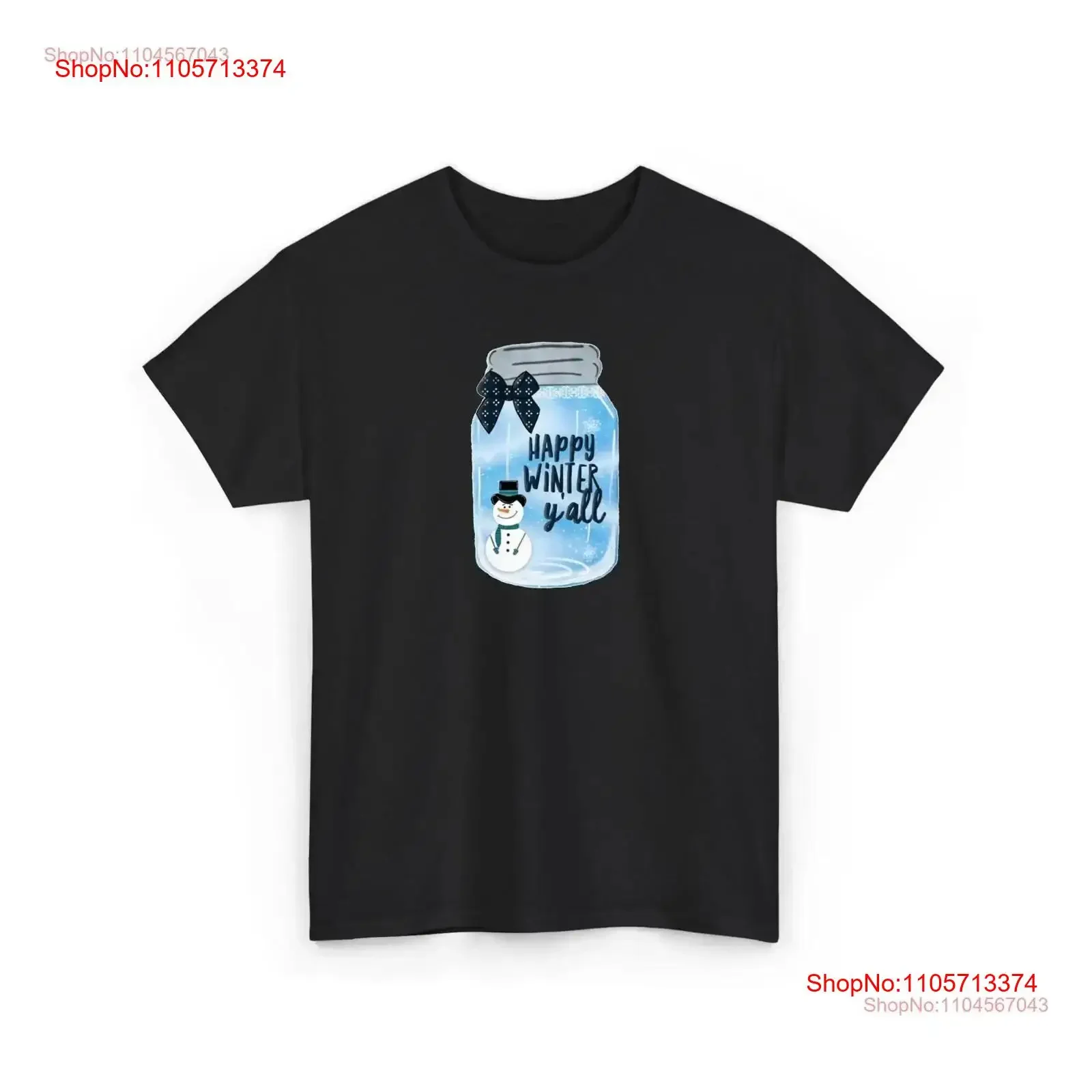 Happy Winter Y all T Shirt Snowman Cute Mason Jar Festive Holiday Rustic vintage Washed streetwear Casual Breathable