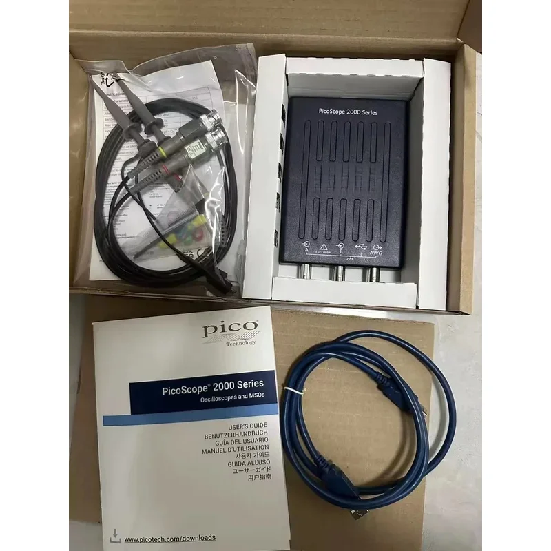 Osciloscopio USB para PC PICO TECHNOLOGY 2204A, PicoScope 2000, 2 Canales, 10 MHz, 100 MSPS, 8 Kpts, 35 Ns