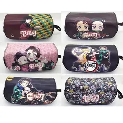 Anime giapponese Demon Slayer Cartoon Print Pen Bag studente astuccio per matite portafoglio sacchetto di immagazzinaggio cancelleria materiale scolastico