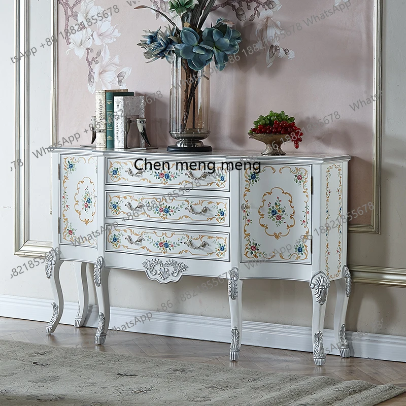 

European-style painted entrance American side cabinet, living room corridor locker, home decoration storage cabinet
