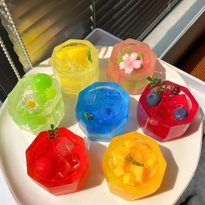1 조각 바다 소금 거품 물 과일 스트레스 릴리프 감압 장난감 시뮬레이션 음료 컵 느린 리바운드 Fidget Props
