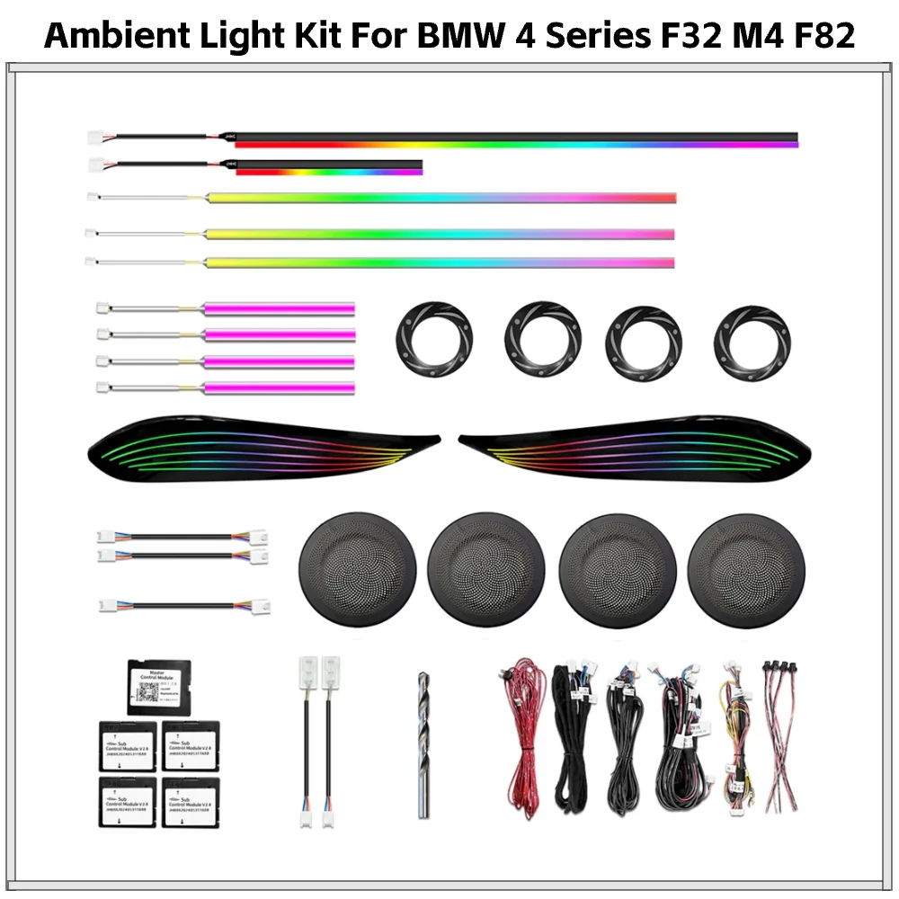 

APP Control OEM Style 64 Color Dynamic Ambient Lighting Upgrade Kit for BMW 4 Series F32 M4 F82 Interior