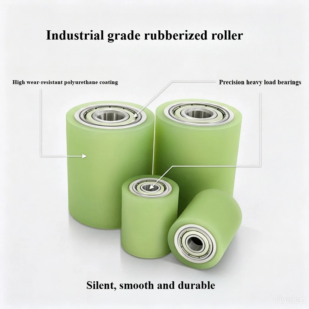 1pc Non Powered Roller 50mm Polyurethane PU Rubber Roller Drum Double Bearing Wear-resistant