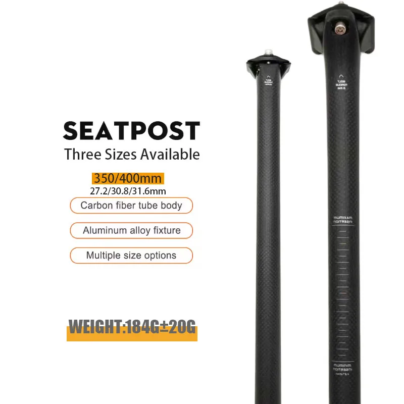 

Lightweight 184g Matte Black Carbon Seatpost 27.2 30.8 31.6mm Mountain Road Bicycle Seat Tube Parts