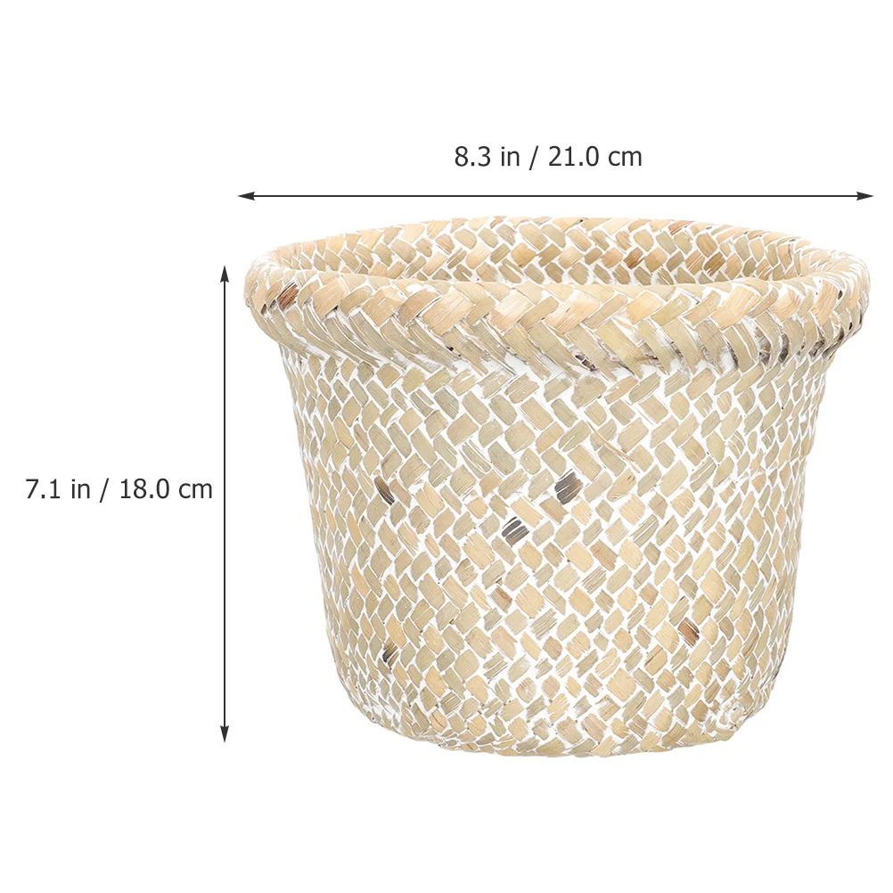 

Woven Trash Basket Rustic Storage Basket Large Capacity Home Living Room Bedroom Office Woven Wastepaper Bin