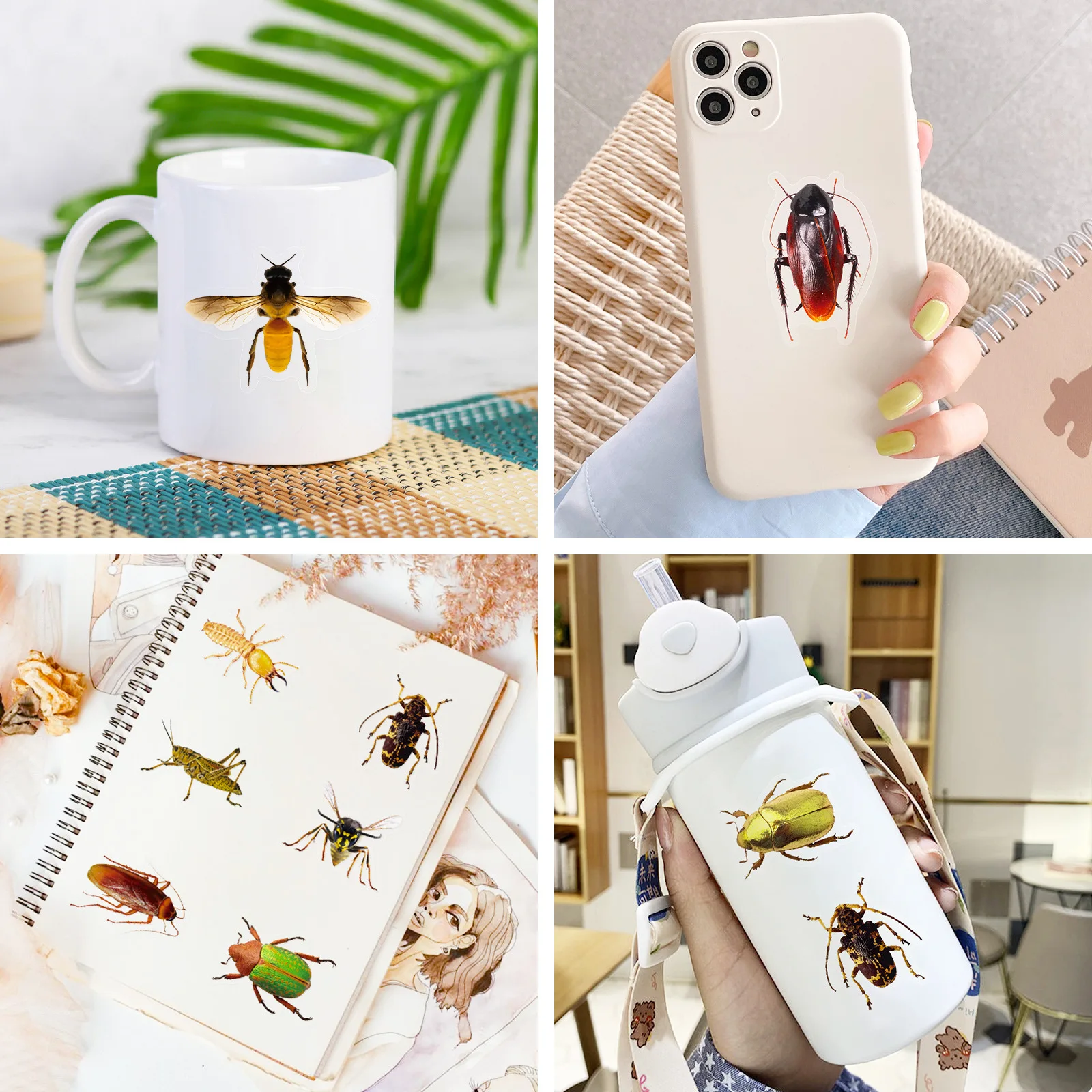 50Pcs Transparent Realistic Insect Stickers Bug Stickers for Kids Teens Adults Scrapbook Stickers Nature Mini Bugs Moth Stickers