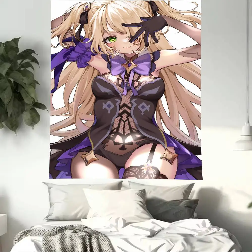 Large Pretty Hot Fischl Tapestry Decoration Bedroom Dormitory Background Cloth Holiday Home Party Living Room Club Tapestry